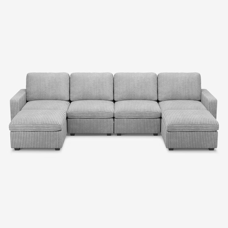 Sofinity Cloud Couch sectional sofa in Cloud Gray, corduroy fabric, A+4B+2C configuration #50245399806172