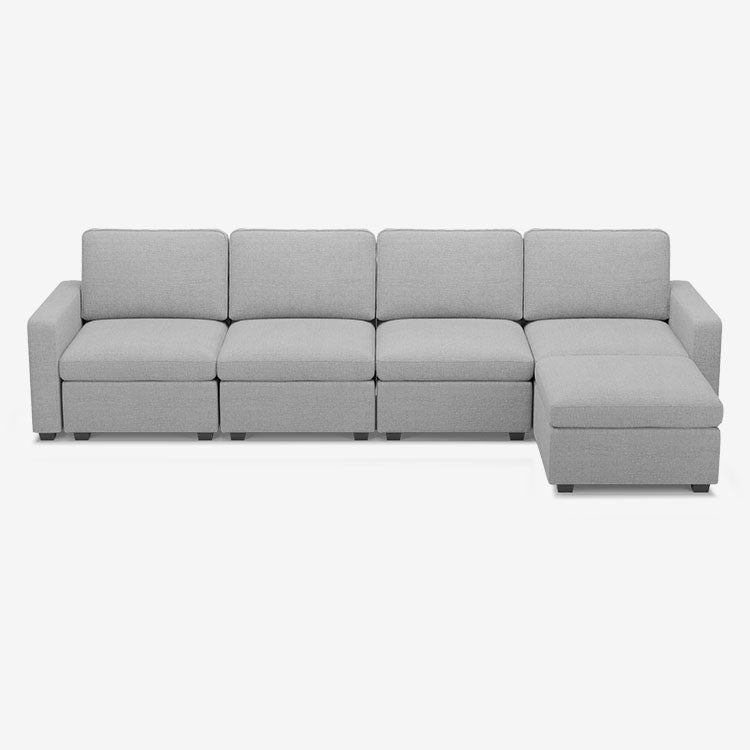 Sofinity Cloud Couch sectional sofa in Cloud Grey, chenille fabric, A+4B+C configuration #50245400821980