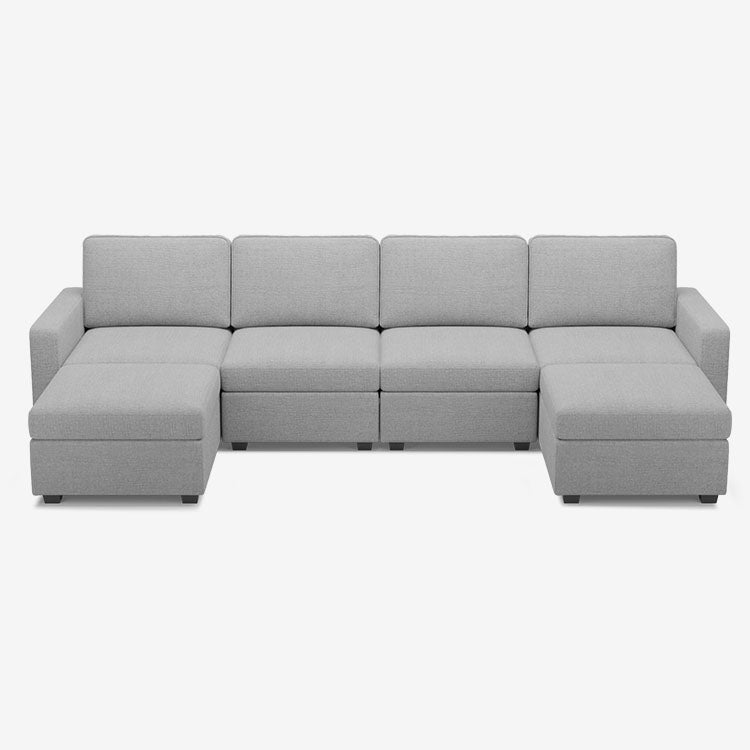 Sofinity Cloud Couch sectional sofa in Cloud Grey, chenille fabric, A+4B+2C configuration #50245400854748