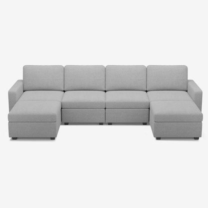 Sofinity Cloud Couch sectional sofa in Cloud Grey, chenille fabric, A+4B+2C configuration #50245400854748