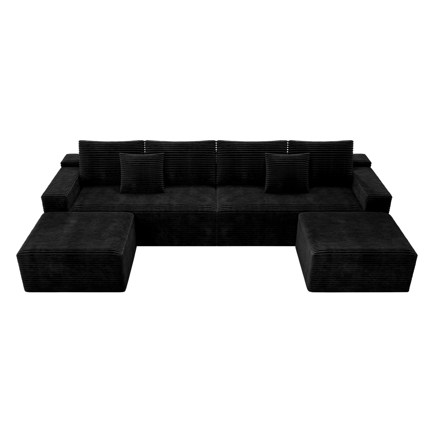 Flexo Corduroy Modular U-Shaped Sectional Couch with 2 ottomans