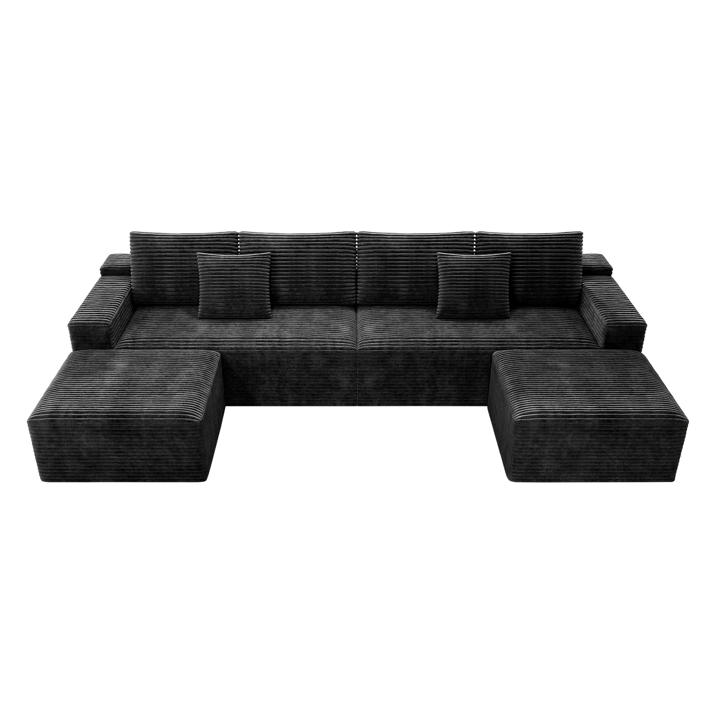Flexo Corduroy Modular U-Shaped Sectional Couch with 2 ottomans
