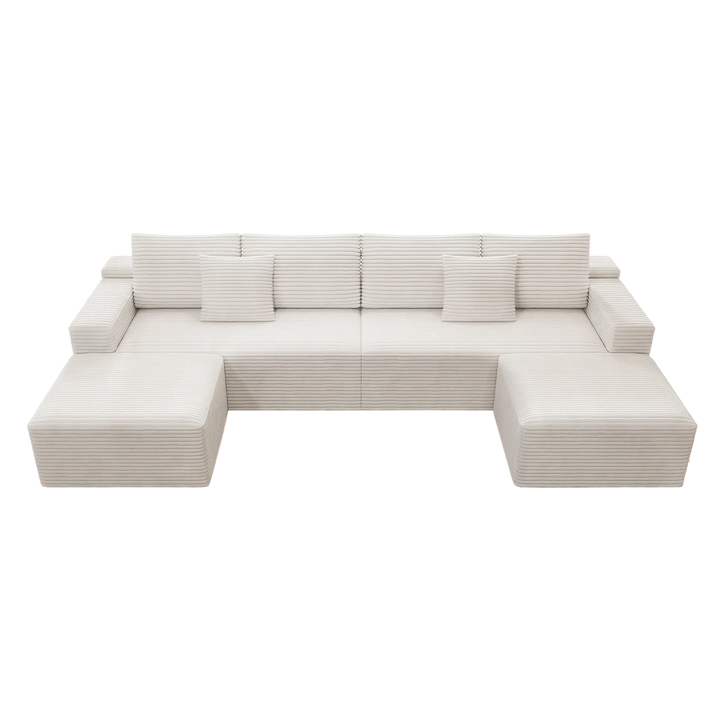 Flexo Corduroy Modular U-Shaped Sectional Couch with 2 ottomans