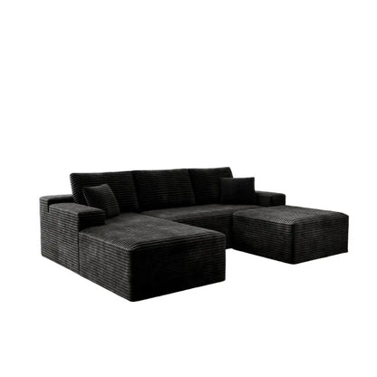 Flexo Cozy Corduroy 3-Seat Sofa with Double Chaise
