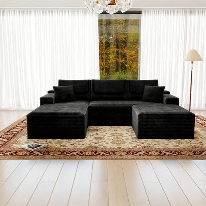 Flexo Cozy Corduroy 3-Seat Sofa with Double Chaise