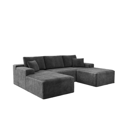 Flexo Cozy Corduroy 3-Seat Sofa with Double Chaise