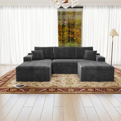 Flexo Cozy Corduroy 3-Seat Sofa with Double Chaise