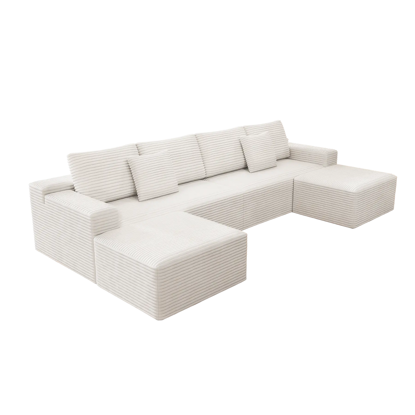 Flexo Corduroy Modular U-Shaped Sectional Couch with 2 ottomans