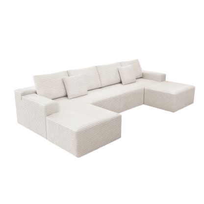 Flexo Corduroy Modular U-Shaped Sectional Couch with 2 ottomans