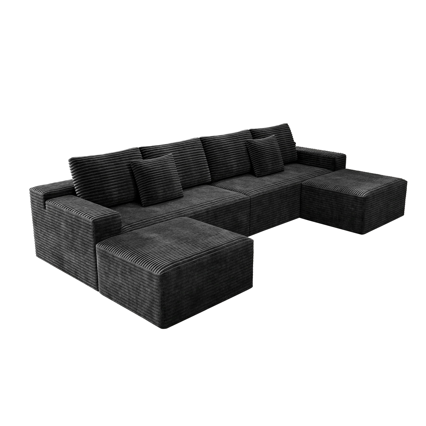 Flexo Corduroy Modular U-Shaped Sectional Couch with 2 ottomans