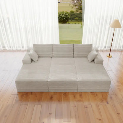 Flexo Corduroy Modular Sectional Sofa with 3 Chaise