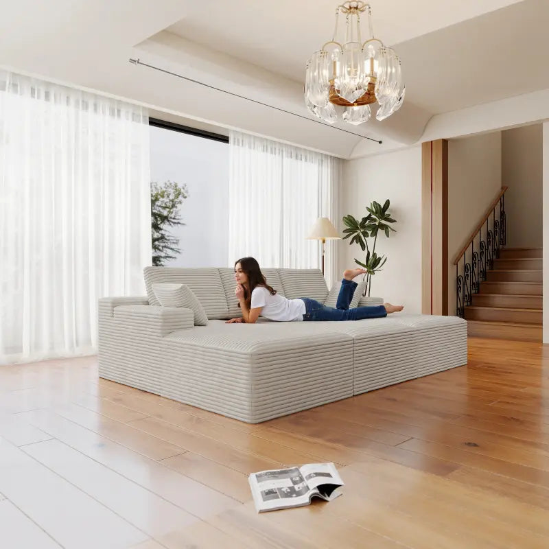 Flexo Corduroy Modular Sectional Sofa with 3 Chaise