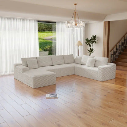Flexo Corduroy Modular Sectional Sofa with Chaise 5-6 Seats
