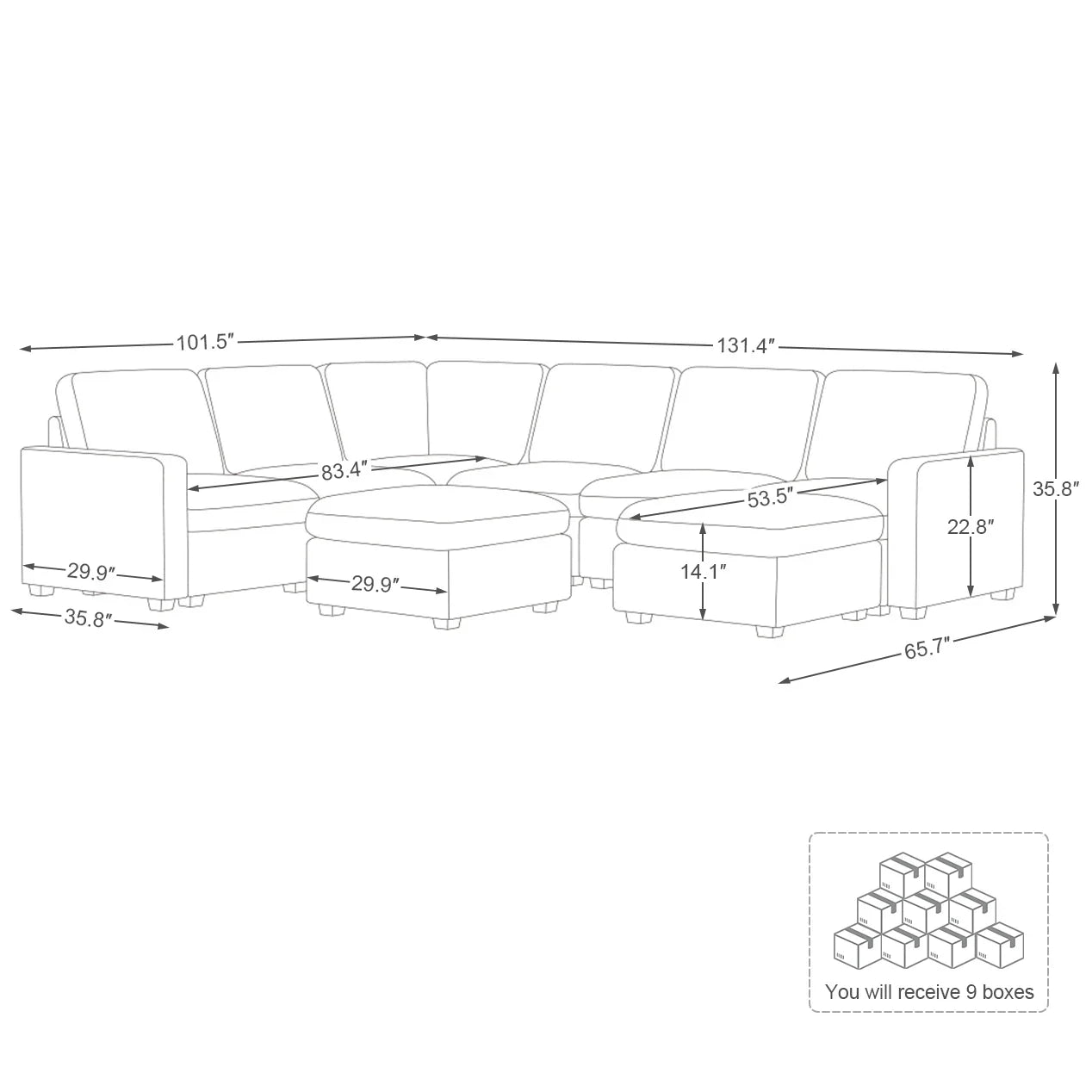 Sofinity Cloud Couch Sectional For Living Room